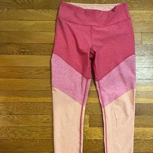 Outdoor Voices pink color block leggings